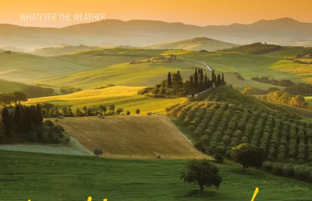  ?? ?? [Above] The Podere Belvedere sits in a dreamy Tuscan landscape soaked in early-morning light.