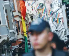  ?? (Murad Sezer/Reuters) ?? POLICE GUARD a street in Istanbul in 2016 where the LGBT parade was meant to take place.