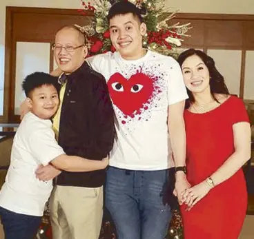  ??  ?? Kris with Bimby, P-Noy, and Josh at the family’s noche buena celebratio­n last December.