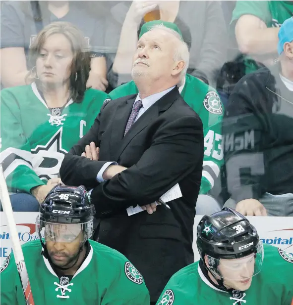  ?? — THE ASSOCIATED PRESS FILES ?? Head coach Lindy Ruff and the Stars finished 34-37-11 this season to finish 11th in the Western Conference.