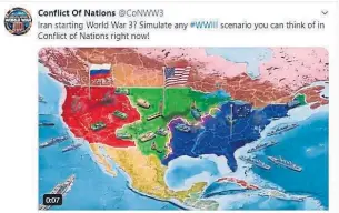  ?? CONFLICT OF NATIONS TWITTER ?? Before jumping on social media to give your hot take on #WWIII, take the time to read and inform yourself about what happened between the United States and Iran first, Evelyn Kwong writes.