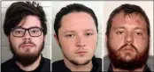  ?? FLOYD COUNTY POLICE VIA THE NEW YORK TIMES ?? From left, Luke Austin Lane, Jacob Kaderli and Michael Helterbran­d were arrested in Georgia on charges of conspiracy to commit murder.