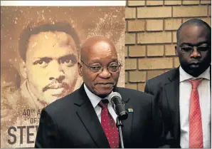  ?? Picture: MPUMELELO BUTHELEZI ?? PAYING TRIBUTE: President Jacob Zuma laid a wreath at the Kgosi Mampuru II Correction­al Centre in Pretoria on the 40th anniversar­y of Steve Biko’s death yesterday