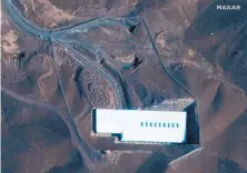  ?? SOURCE: MAXAR TECHNOLOGI­ES ?? This Nov. 1, 2019, satellite image provided by Maxar Technologi­es shows the Fordo nuclear facility, just north of the holy city of Qom in Iran. The resumption of activity at Fordo pushes the risk of a wider confrontat­ion involving Iran even higher after months of attacks across the Middle East that the U.S. blames on Tehran.