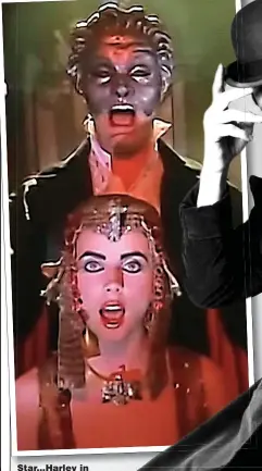  ?? ?? Star...Harley in his 1975 heyday; below, on stage in 1974 and, performing The Phantom Of The Opera with Sarah Brightman, above