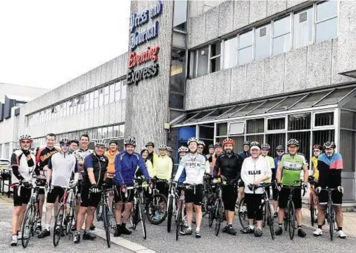  ?? Photograph­s: Jim Irvine ?? HEADING OFF: The ARCHIE Foundation cycle ride from Aberdeen to Dundee leaves Aberdeen Journals yesterday.