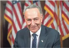  ?? JACK GRUBER, USA TODAY ?? Sen. Charles Schumer, D-N.Y., in the Mansfield Room at the Capitol, hopes to work with the president on infrastruc­ture.