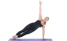  ??  ?? Side planks are among the exercises outlined in Helen Vanderburg’s book.