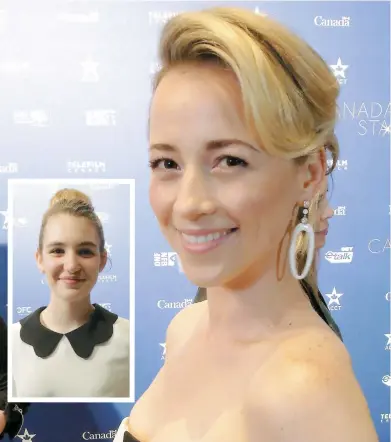  ??  ?? Karine Vanasse et Sophie Nélisse (en mortaise) ont fait tourner les têtes, hier soir, lors d’une réception donnée au chic hôtel Four Seasons, à Los Angeles.