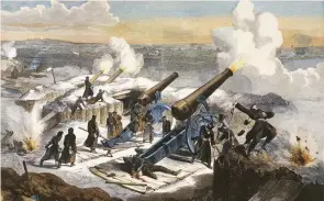  ??  ?? Prussian artillery bombards Paris during the Franco-Prussian War of 1870–71. The rise of Germany in the late 19th century – following a series of victories over rival European powers – threatened Britain’s global pre-eminence Continenta­l rift