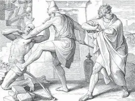  ?? Getty Images ?? Moses is shown killing an Egyptian who attacked a Hebrew man in this engraving by Julius Schnorr von Carolsfeld.