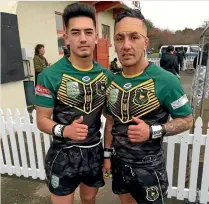  ??  ?? Corey Governor, right, and his son Jahlon have been playing together for the Kia Ora Warriors in the Manawatu club rugby league competitio­n.