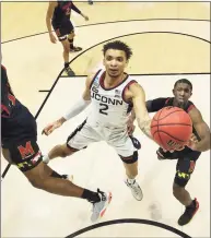  ?? Gregory Shamus / Getty Images ?? UConn’s James Bouknight declared for the NBA Draft on Wednesday.