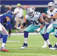  ?? ROGER STEINMAN/ASSOCIATED PRESS ?? Cowboys offensive guard La’el Collins (71) injured his toe on Sunday and will be placed on injured reserve.