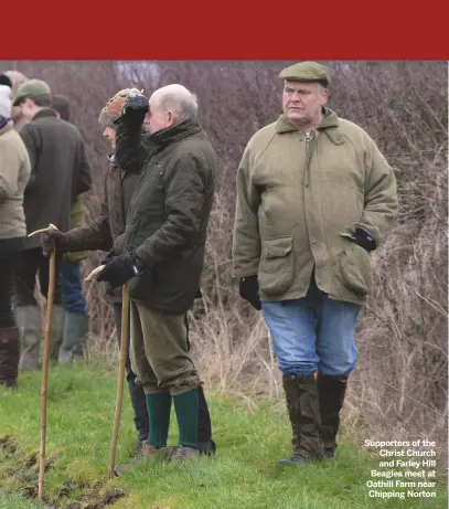  ??  ?? Supporters of the Christ Church and Farley Hill Beagles meet at Oathill Farm near Chipping Norton