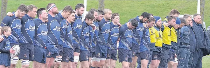  ??  ?? ●● The Blues and opponents Broadstree­t held a minute-long silence before the game in honour of lifelong club member Alan Johnson, who recently passed away