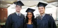  ??  ?? Ryan Stone of Springfiel­d, Monet Bradford of Ardmore and Kevin Cardella of Media were among the graduates who received their diplomas at Penn State Brandywine’s fall commenceme­nt ceremony.
