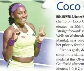  ?? PHOTO BY FREDERIC J. BROWN/AFP ?? BIRTHDAY GIRL
USA’s Coco Gauff celebrates victory over Belgium’s Elise Mertens during their ATP-WTA Indian Wells Masters women’s round of 16 tennis match at the Indian Wells Tennis Garden in Indian Wells, California, on Wednesday, March 13, 2024. Gauff defeated Mertens 6-0, 6-2.