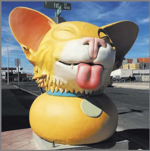  ?? LAS VEGAS CULTURAL AFFAIRS ?? Artist Jesse Smigel’s “Snowball in Vegas” sculpture makes itself at home on Las Vegas’ First Street Art Trail.