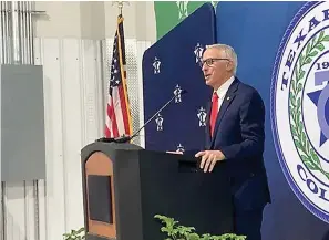  ?? (Staff photo by Mallory Wyatt) ?? Texas state Rep. Dr. Gary Vandeaver said the opening of the Industrial Technology Facility on Friday was a “great day for Texarkana, great day for Texarkana College and a great day for the entire area.”