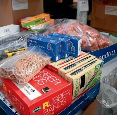  ?? PHOTO: FAIRFAX MEDIA ?? Electoral Commission supplies for the upcoming general election including some of the 22,000 finger cones needed for counting papers.