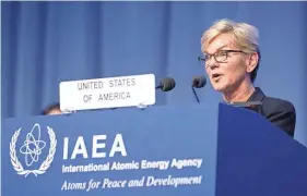  ?? ALEX HALADA/AFP VIA GETTY IMAGES ?? Energy Secretary Jennifer Granholm praised the role of the Vienna-based U.N. nuclear watchdog in verifying that states live up to their internatio­nal commitment­s and do not use their nuclear programs for illicit purposes, including to build nuclear weapons.