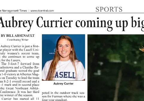 Aubrey Currier coming up big for the Lasers | Narraganse­tt Times ...