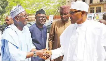  ?? PHOTO: STATE HOUSE ?? R-L: President Muhammadu Buhari, SGF Mr. Boss Mustapha, National Deputy Chairman, (South) of the party, Niyi Adebayo and National Deputy Chairman (NORTH), Sen Shuaibu Lawan at the APC Emergency meeting on INEC Postponeme­nt of the February 16 Election held at the Party Headquarte­r in Abuja...recently