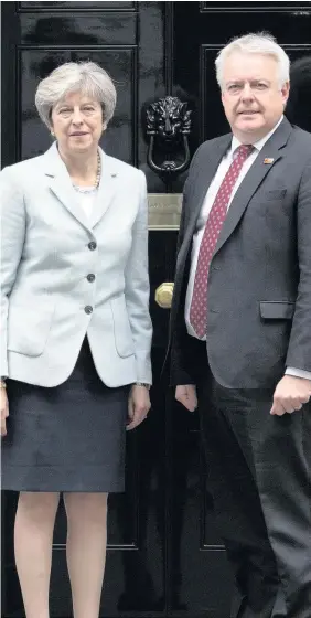  ?? CARL COURT ?? Prime Minister Theresa May and Carwyn Jones, the First Minister of Wales, outside 10 Downing Street on Monday
