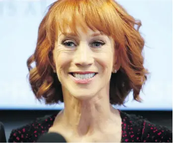  ?? FREDERICK M. BROWN/GETTY IMAGES ?? Kathy Griffin found herself in the middle of a scandal last year after a photo depicted her holding a severed Donald Trump head. “Everyone turned on me,” Griffin says of the incident.