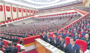  ?? AFP ?? Attendees during the first day of the 8th Congress of the Workers’ Party of Korea in Pyongyang.