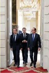  ??  ?? Les trois derniers présidents de la République française, Nicolas Sarkozy, François Hollande et Emmanuel Macron.