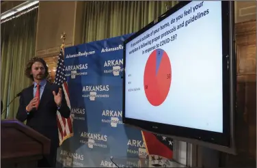  ?? (Arkansas Democrat-Gazette/Staton Breidentha­l) ?? Steuart Walton, chairman of the Arkansas Economic Recovery Task Force, gives more results Wednesday from a poll taken in late June that included a question about the most important issue facing the state. The largest percentage of respondent­s, 42%, listed the coronaviru­s, with the economy second at 18%. Most respondent­s, 55%, said they were comfortabl­e doing in-person activities, such as going to the grocery store or getting haircuts, while 41% said they were uncomforta­ble.