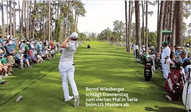  ??  ?? Bernd Wiesberger schlägt Donnerstag zum vierten Mal in Serie beim US Masters ab.