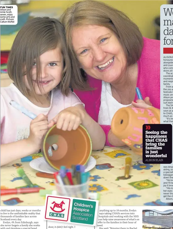  ??  ?? FUN TIMES Alison and Amie Scott, seven, enjoy some arts and craft. Picture: Callum Moffat ALISON’S STORY