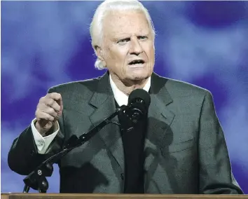  ?? GETTY IMAGES ?? “Evangelica­ls have been affected by the influence of Billy Graham (above) and believe that salvation comes at a specific point in time. Catholics believe it is a more progressiv­e journey,” says Pastor Harry Strauss.