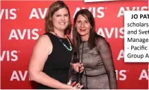  ??  ?? JO PATTON, 2018 scholarshi­p winner; and Svet Momirovska, Manager Travel Sales - Pacific at Avis Budget Group Australia.