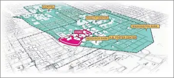  ??  ?? A study by Perkins & Will looked an area that includes the Oklahoma Health Center, the state Capitol, surroundin­g neighborho­ods and how they can be transforme­d into an Innovation District that connects to nearby Automobile Alley. The study suggests focusing redevelopm­ent in a “core” area between NE 8, NE 10, Lincoln Boulevard and I-235.