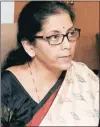  ??  ?? Commerce and industry minister Nirmala Sitharaman