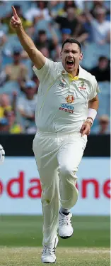  ?? — AFP ?? Australian fast bowler Scott Boland celebrates taking the wicket of England batsman Haseeb Hameed during the third Ashes Test in Melbourne in this file photo.