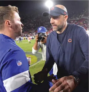  ?? MARK J. TERRILL/AP ?? Bears coach Matt Nagy had high praise for Rams coach Sean McVay. ‘‘I got an opportunit­y in my role as head coach because of guys like Sean,’’ Nagy said.