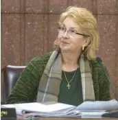  ?? ?? Commission­er Miriam Soto Pressley listens during the meeting of the Hammond Redevelopm­ent Commission at Hammond City Hall on Thursday.