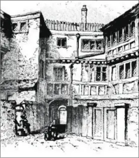  ?? Picture: CHAS ?? Artist’s impression of the galleried central courtyard of the Chequer of Hope which extended halfway along Mercery Lane