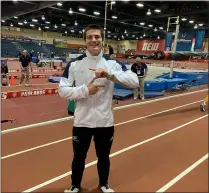  ?? UNIVERSITY OF AKRON ATHLETICS ?? Lake Catholic graduate Matt Ludwig is all smiles after winning the USATF Indoor national title in the pole vault Feb. 14.