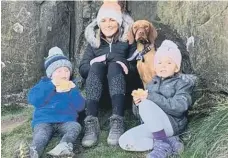  ??  ?? Becky Patterson with children Frankie, left, and Rose and dog Jessie.