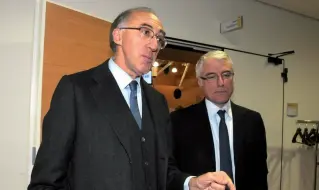  ??  ?? Gli anni in Save Paolo Simioni (a destra) insieme al presidente Enrico Marchi (a sinistra)