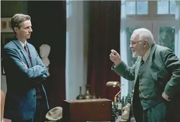  ?? SONY PICTURES CLASSICS ?? Matthew Goode as C.S. Lewis and Anthony Hopkins as Sigmund Freud star in “Freud’s Last Session.”
Goode as C.S. Lewis here? A: