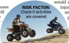  ?? ?? If you are climbing mountains or bungee jumping...you may need extra cover
Tim Riley of True Traveller
RISK FACTOR: Check if activities are covered