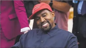  ?? Saul Loeb / AFP via Getty Images ?? Rapper Kanye West speaks during a meeting with President Donald Trump in the Oval Office of the White House in Washington, D.C., on Oct. 11, 2018. West announced on Saturday he is challengin­g Donald Trump for the presidency in 2020.