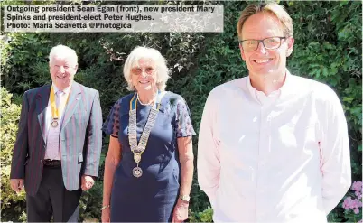  ??  ?? Outgoing president Sean Egan (front), new president Mary Spinks and president-elect Peter Hughes.
Photo: Maria Scavetta @Photogica